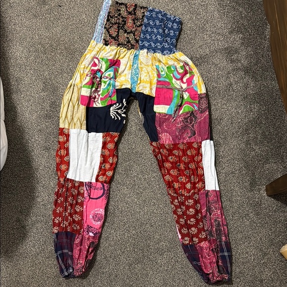 NWOT Colorful Patchwork Harem Pants on sz better for s or m - Picture 1 of 6